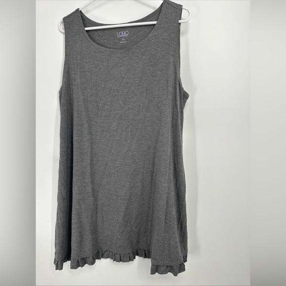 LOGO LORI GOLDSTEIN Sz XL Sleeveless Tunic Top Mini Dress NWOT Ruffle Hem - Picture 1 of 4
